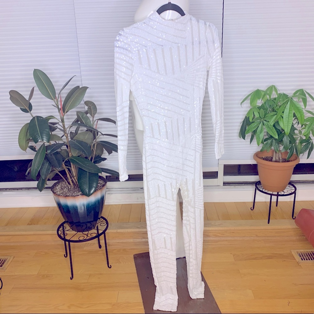White sequin pant outfit